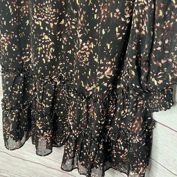 CeCe Pintuck Yoke Smocked Waist Party Holiday Mock Neck Dress Medium New - Picture 7 of 13